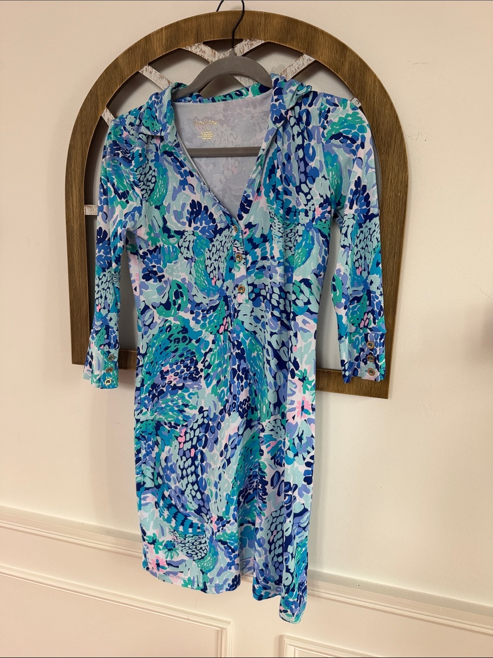 Printed Blue-Teal Hooded Lily Pulitzer Dress